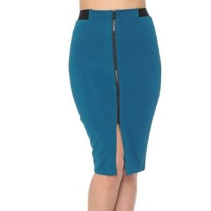 Front Split Zipper Detail Pencil Skirt